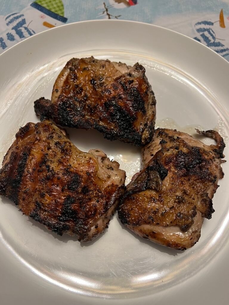 Grilled boneless skinless chicken thighs