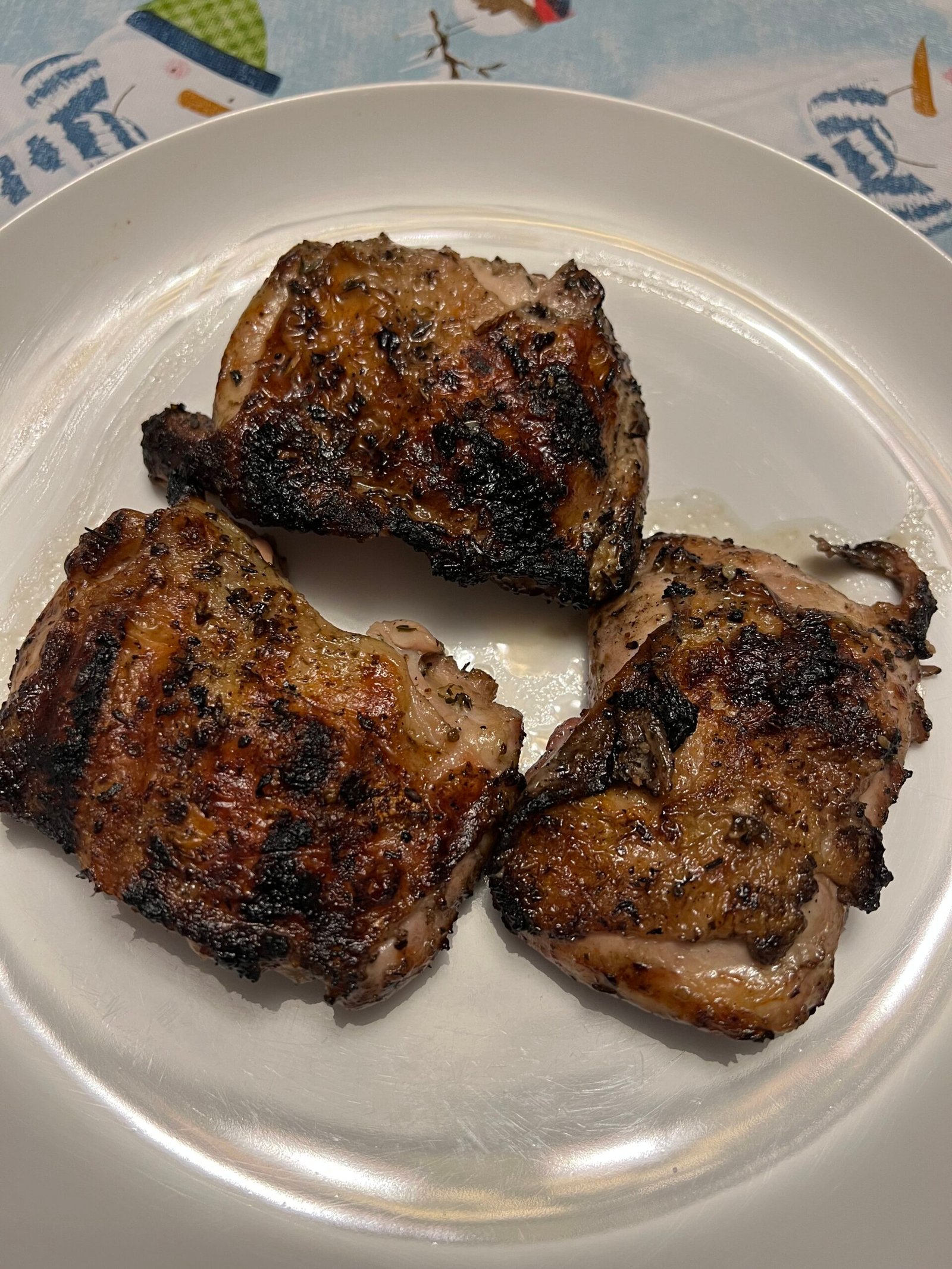 Grilled boneless skinless chicken thighs